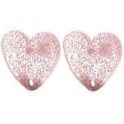 Tachuelas corazón acrílico 14x15,5 mm - Brillo rosa viejo x2