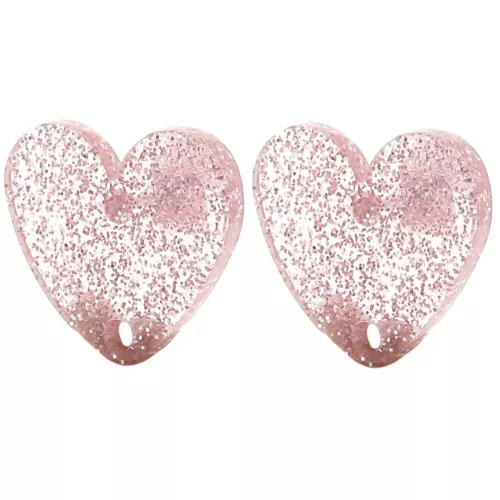 Tachuelas corazón acrílico 14x15,5 mm - Brillo rosa viejo x2