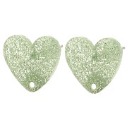 Tachuelas acrílicas corazón 14x15,5 mm - Verde musgo purpurina x2|raw }}