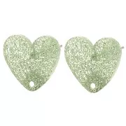 Verde - Tachuelas acrílicas corazón 14x15,5 mm - Verde musgo purpurina x2 Tachuelas acrílicas corazón 14x15,5 mm - Verde musgo purpurina x2