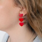 Tachuelas corazón acrílico 14x15,5 mm - Rojo purpurina x2