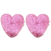 Tachuelas acrílicas corazón 14x15,5 mm - Purpurina rosa x2