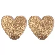 Tachuelas corazón acrílico 14x15,5 mm - Brillo bronce x2