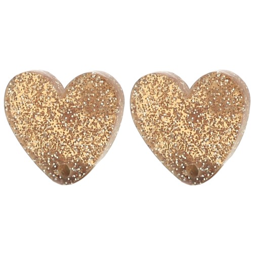 Tachuelas corazón acrílico 14x15,5 mm - Brillo bronce x2