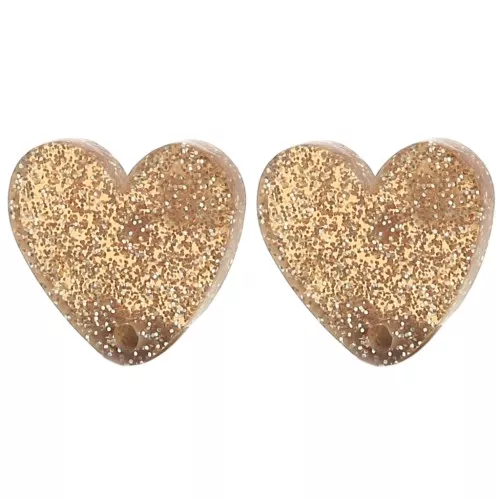 Tachuelas corazón acrílico 14x15,5 mm - Brillo bronce x2