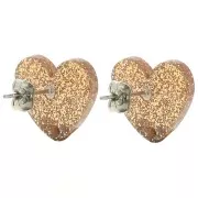 Tachuelas corazón acrílico 14x15,5 mm - Brillo bronce x2
