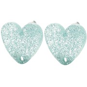 Tachuelas acrílicas corazón 14x15,5 mm - Azul glitter esmerilado x2|raw }}