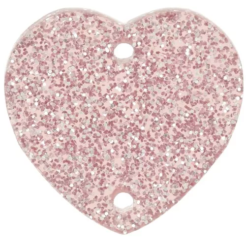 Entrepieza corazón acrílico 15x16,5 mm - Brillo rosa viejo x1
