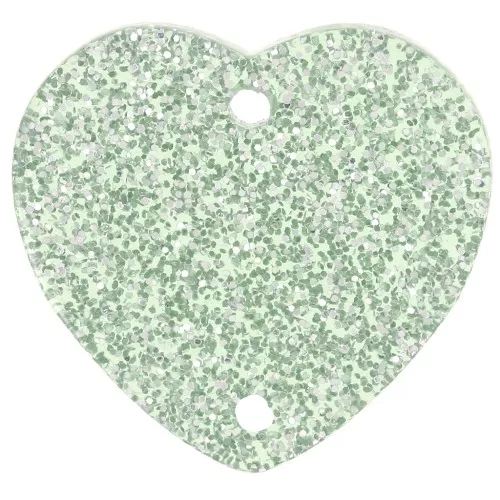Entrepieza corazón acrílico 15x16,5 mm - Brillo verde musgo x1