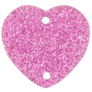Entrepieza corazón acrílico 15x16,5 mm - Purpurina rosa x1|raw }}