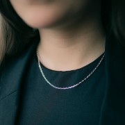 Cuello de malla rectangular, limado alternado Forçat 2 mm - Plata 925 x42cm