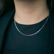 Collar de fantasía de malla rectangular alternada 2,35 mm - Plata 925 x42cm