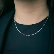 Collar de fantasía de malla rectangular alternada 2,35 mm - Plata 925 x42cm