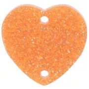 Naranja - Entrepieza corazón acrílico 15x16,5 mm - Purpurina naranja x1 Entrepieza corazón acrílico 15x16,5 mm - Purpurina naranja x1