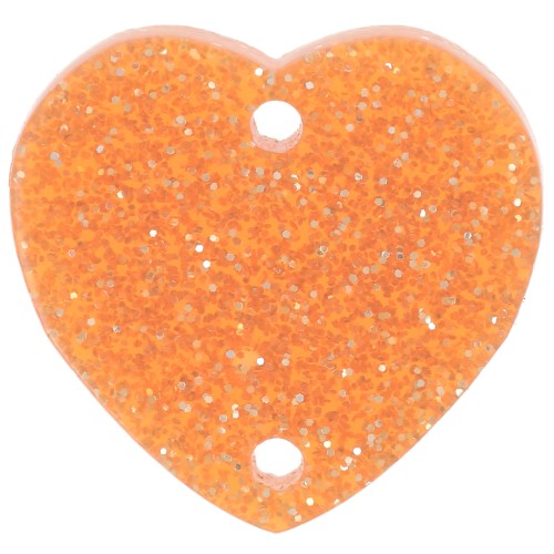 Entrepieza corazón acrílico 15x16,5 mm - Purpurina naranja x1