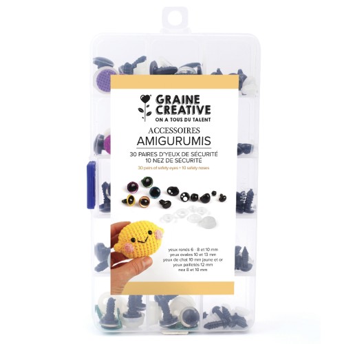 Set de 30 pares de ojos y 10 narices de seguridad para peluches y amigurumi