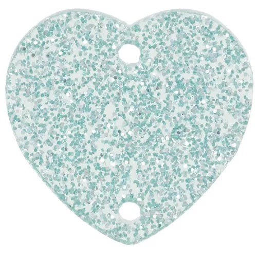 Entrepieza corazón acrílico 15x16,5 mm - Azul purpurina x1