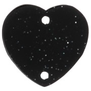 Entrepieza corazón acrílico 15x16,5 mm - Brillo negro x1