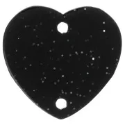 Entrepieza corazón acrílico 15x16,5 mm - Brillo negro x1