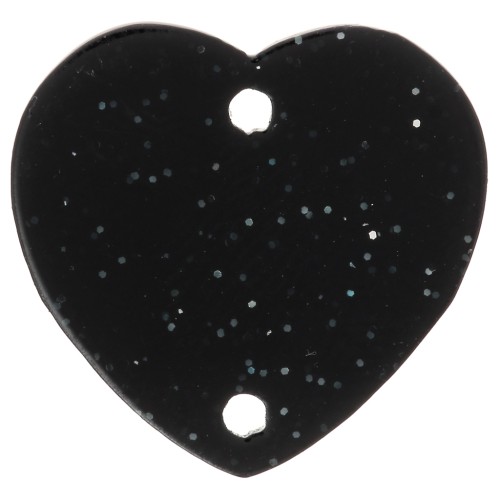 Entrepieza corazón acrílico 15x16,5 mm - Brillo negro x1