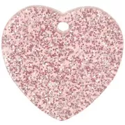 Lentejuela corazón acrílico 15x16,5 mm - Brillo rosa viejo x1