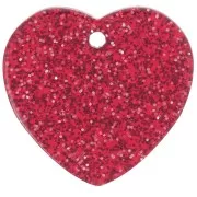 Sequins - Lentejuela corazón acrílico 15x16,5 mm - Rojo purpurina x1 Lentejuela corazón acrílico 15x16,5 mm - Rojo purpurina x1