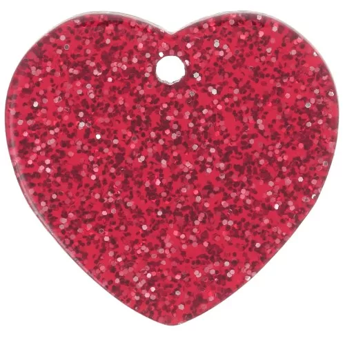 Lentejuela corazón acrílico 15x16,5 mm - Rojo purpurina x1