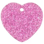 Lentejuela corazón acrílico 15x16,5 mm - Purpurina rosa x1
