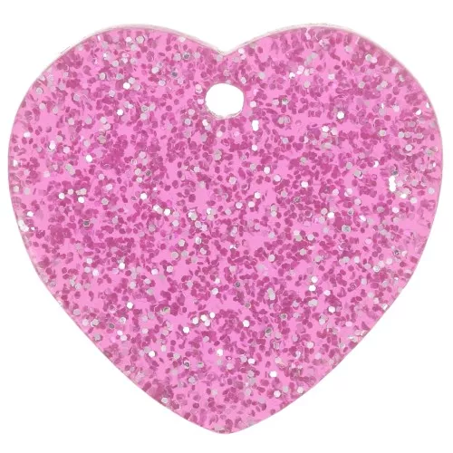 Lentejuela corazón acrílico 15x16,5 mm - Purpurina rosa x1