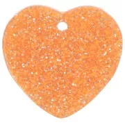 Lentejuela corazón acrílico 15x16,5 mm - Purpurina naranja x1