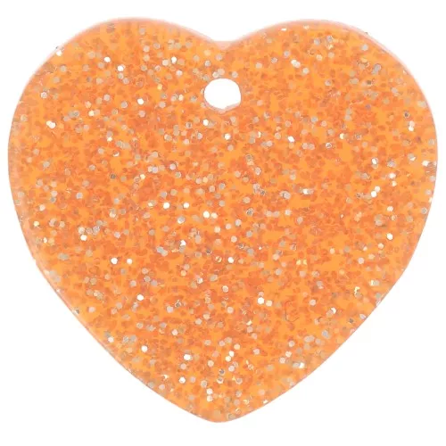Lentejuela corazón acrílico 15x16,5 mm - Purpurina naranja x1