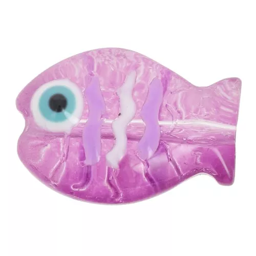 Cuenta de cristal pez 14x10 mm - Ciruela x1