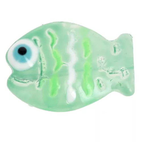 Cuenta de cristal pez 14x10 mm - Verde claro x1