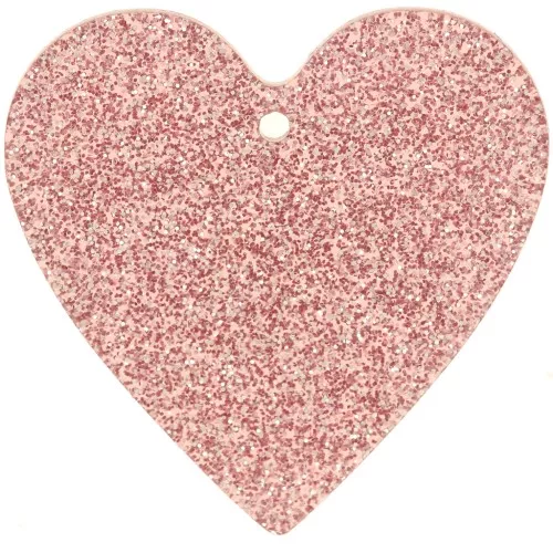 Colgante corazón acrílico 31x32 mm - Brillo rosa viejo x1