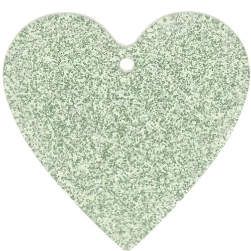 Colgante corazón acrílico 31x32 mm - Brillo verde musgo x1