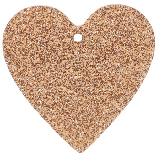 Colgante corazón acrílico 31x32 mm - Brillo bronce x1