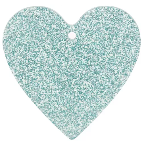Colgante corazón acrílico 31x32 mm - Azul glitter esmerilado x1