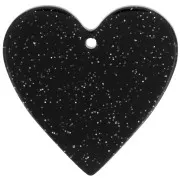 Colgante corazón acrílico 31x32 mm - Brillo negro x1