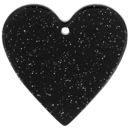 Colgante corazón acrílico 31x32 mm - Brillo negro x1
