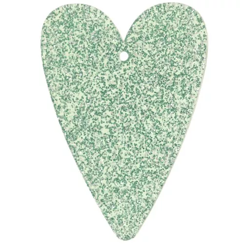 Colgante corazón acrílico 34x24 mm - Brillo verde musgo x1