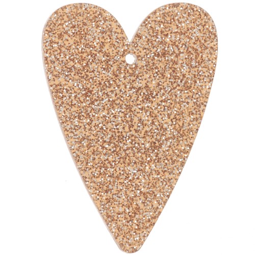 Colgante corazón acrílico 34x24 mm - Brillo bronce x1