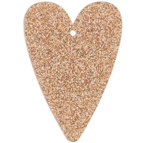 Colgante corazón acrílico 34x24 mm - Brillo bronce x1