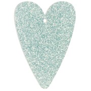 Colgante corazón acrílico 34x24 mm - Brillo esmerilado azul x1