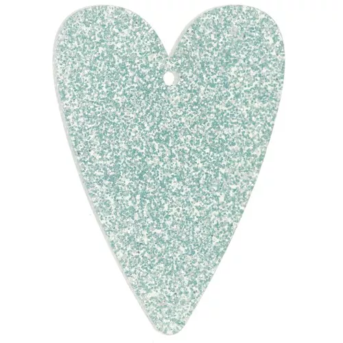 Colgante corazón acrílico 34x24 mm - Brillo esmerilado azul x1