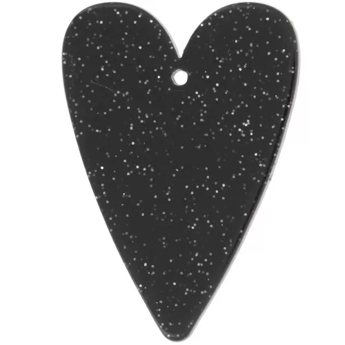 Colgante corazón acrílico 34x24 mm - Brillo negro x1