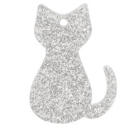 Colgante gato acrílico 21x15 mm - Plateado brillo x1|raw }}