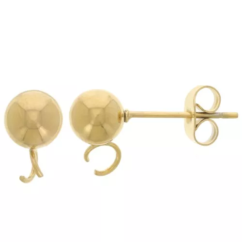 Pendientes bola de 6 mm con anilla abierta - Acero inoxidable 304L Dorado x20