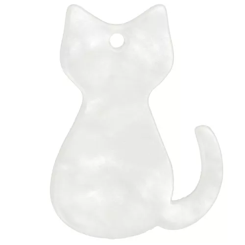 Colgante gato acrílico 21x15 mm - Blanco nacarado x1