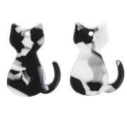 Colgante gato acrílico 21x15 mm - Carey - Negro - Blanco nacarado x1