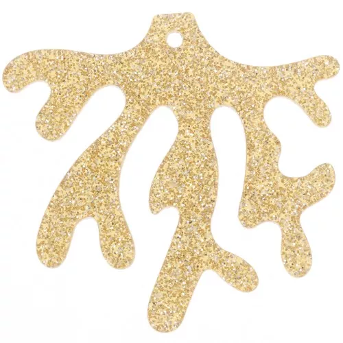 Colgante acrílico coral 36,5x39 mm - Dorado brillo x1